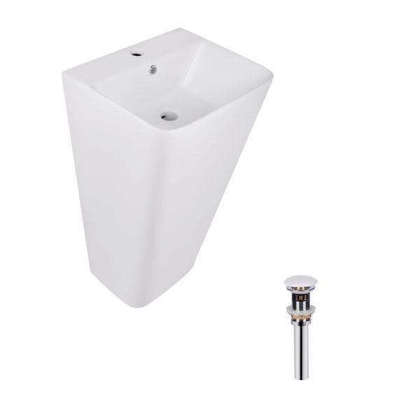 Комплект Qtap Tern: Раковина напольная моноблок 440х380х830 мм White + Донный клапан PU02O SD00053444 фото