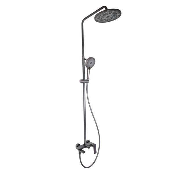 Душова система універсальна Qtap Slavonice на три споживача (з виливом) QTSLA111GMB45910 Gunmetal Black PVD SD00052034 фото