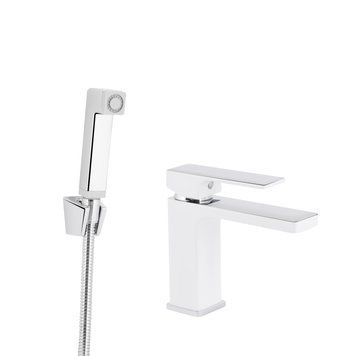 Змішувач для раковини Qtap Gemini (з гігієнічним душем) QTGEM272CRW45691 Chrome/White SD00051815 фото