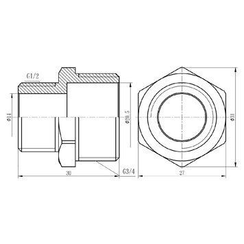 Ніпель редукційний Thermo Alliance Forte 3/4"х1/2" хром SF359H2015 SD00002598 фото