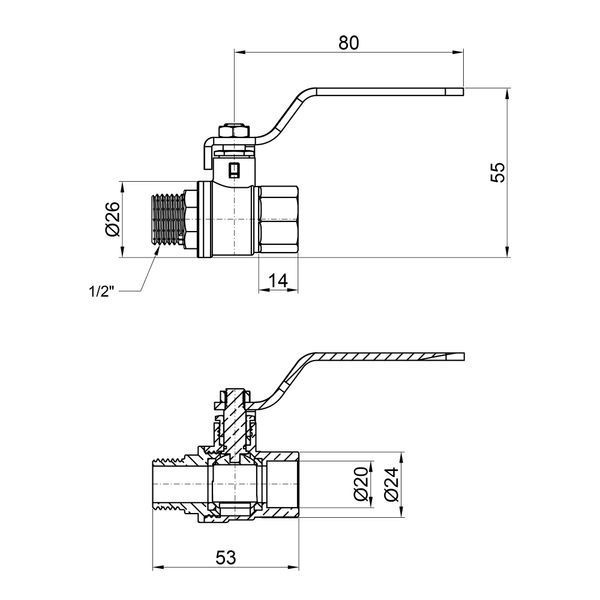 Кран кульовий Thermo Alliance Base 1/2" ВЗ для води (важіль) SD605W15 SD00002820 фото