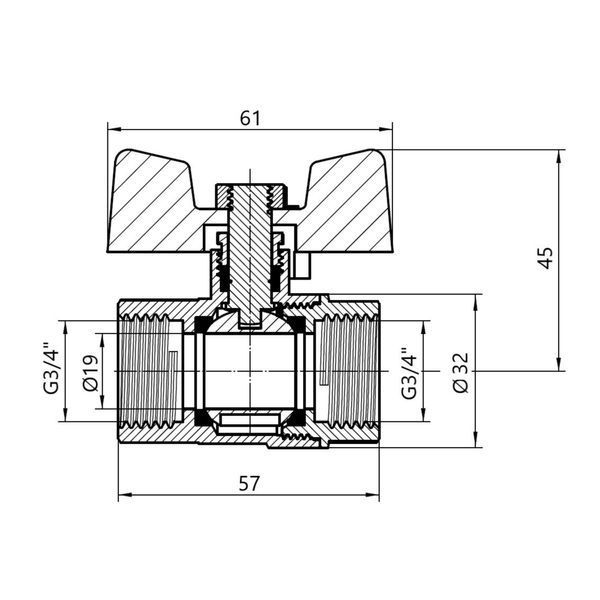 Кран кульовий SD Plus 3/4" ВР для газу (метелик) SD602NG20PN40 SD00021342 фото