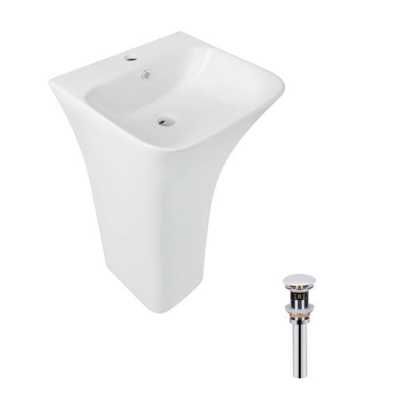 Комплект Qtap Crow: Раковина напольная моноблок 445x420x840 мм White + Донный клапан PU02O SD00053445 фото