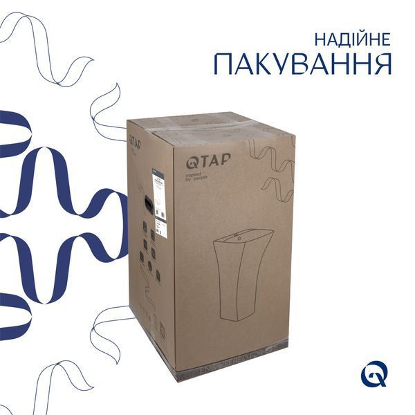 Комплект Qtap Crow: Раковина напольная моноблок 445x420x840 мм White + Донный клапан PU02O SD00053445 фото