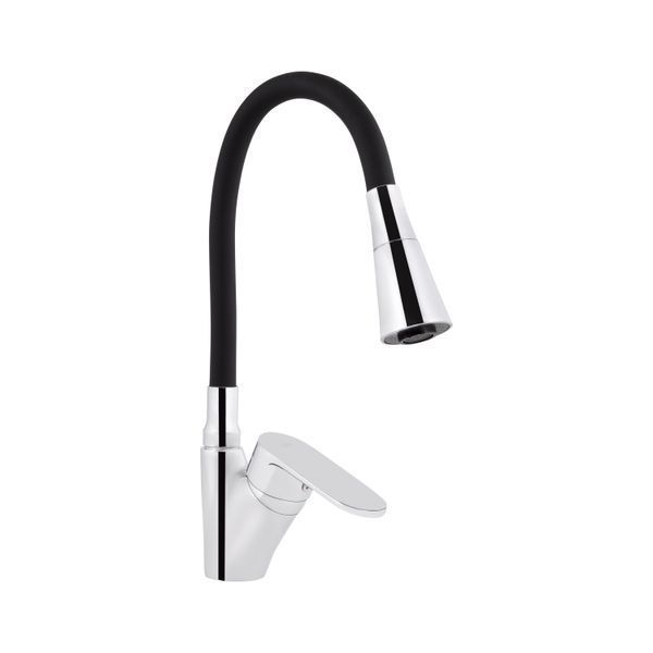 Змішувач для кухні Lidz Tani 007F3 з гнучким виливом (k40) LDTAN007F3BCR37649 Chrome/Black SD00043752 фото