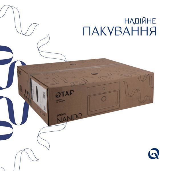 Комплект Qtap Nando LT: Раковина подвесная прямоугольная 500х420х130 мм Matt Black + Донный клапан PU03O SD00053446 фото