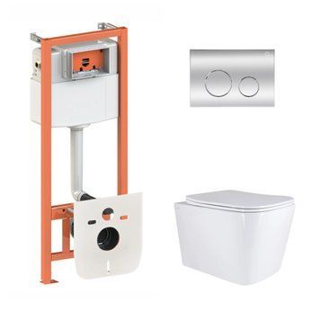 Готове рішення Qtap для ванної кімнати: підвісний унітаз Tern Ultra Quiet 525x345x360 + комплект інсталяції Nest 4 в 1 (кругла клавіша Chrome) SD00053632 фото