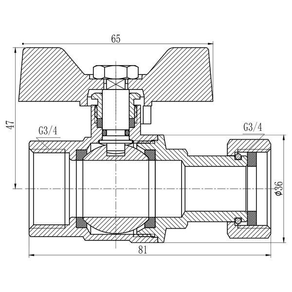 Кран кульовий з накидною гайкою Thermo Alliance Forte 3/4" ВР для води прямий SF260W20 SD00021093 фото
