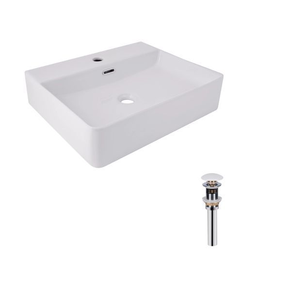 Комплект Qtap Nando LT: Раковина підвісна прамокутна 500х420х130 мм White + Донний клапан PU02O SD00053447 фото