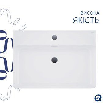 Комплект Qtap Nando LT: Раковина підвісна прамокутна 610х420х140 мм White + Донний клапан PU02O SD00053450 фото