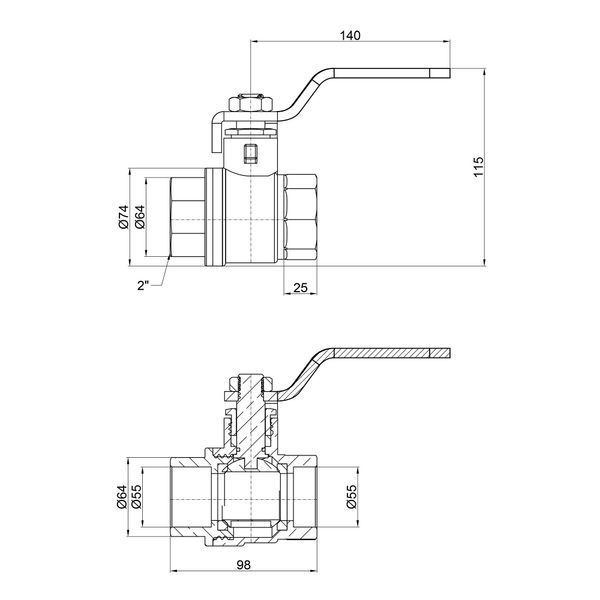 Кран кульовий Thermo Alliance Base 2" ВР для води (важіль) SD600W50 SD00002823 фото