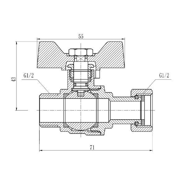 Кран кульовий з накидною гайкою Thermo Alliance Forte 1/2" ВЗ для води прямий SF261W15 SD00021094 фото