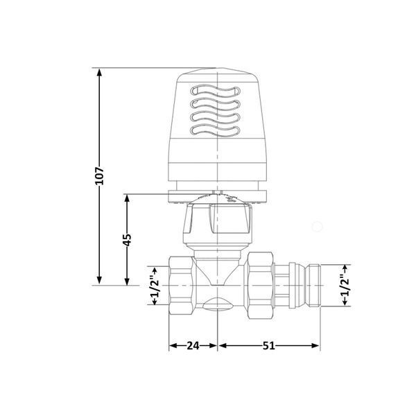 Кран радіаторний термостатичний Icma 1/2"ВЗ прямий №765+940 82765AD06940 SD00054165 фото