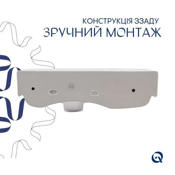 Комплект Qtap Tern: Раковина підвісна прамокутна ліва 450х250х158 мм White + Донний клапан PU02O SD00053451 фото