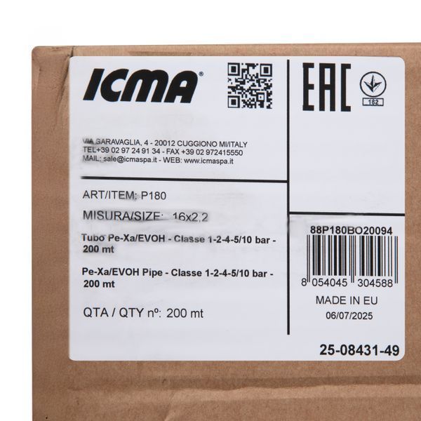 Труба для натяжной гильзы Icma №Р180 PEX-A&nbsp;d16х2,2&nbsp;мм (200&nbsp;м) 88P180BO20094 SD00053924 фото