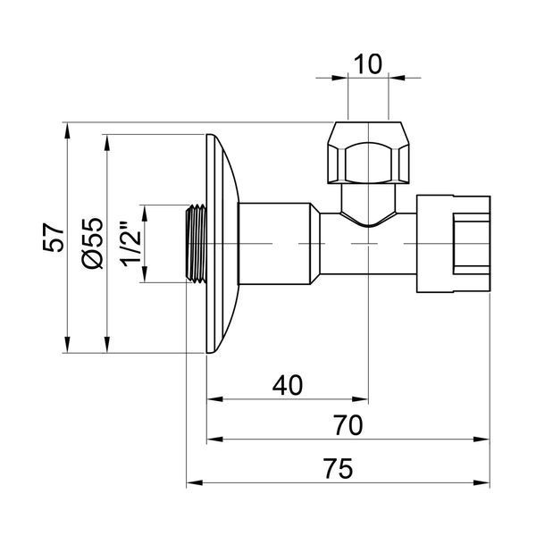 Кран приладовий буксовий Icma 10х1/2" кутовий №520 SD00005717 фото
