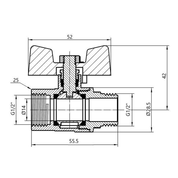 Кран кульовий Thermo Alliance Standart 1/2" ВЗ для газу (метелик) SD607NG15PN40 SD00021347 фото