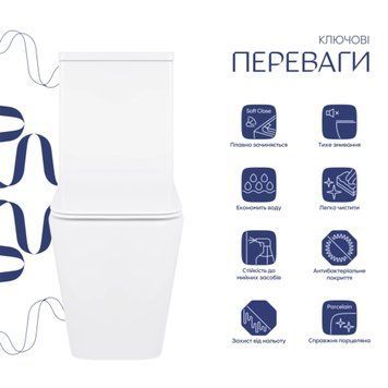 Унітаз-компакт Qtap Crow Eco безобідковий з сідінням Soft-close QTCRO27W48750 SD00054874 фото