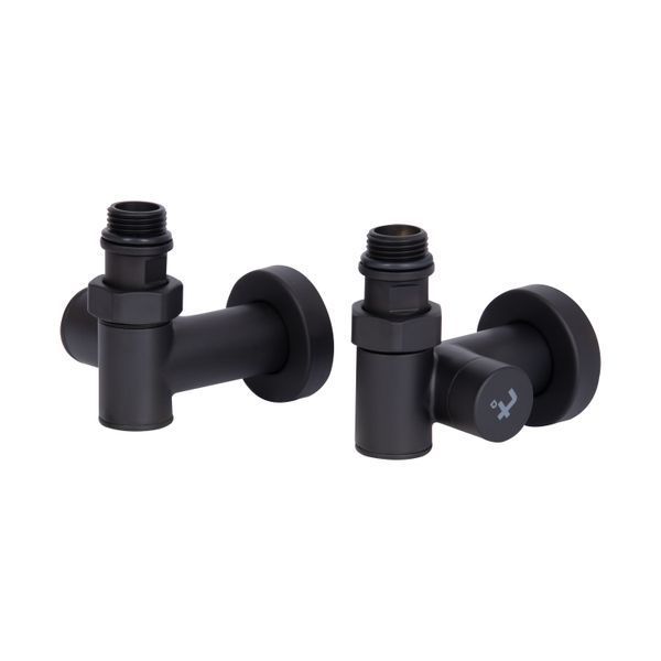 Комплект кранов Thermo Alliance Standart 1/2" черный, для полотенцесушителя угловой SF395W15HEB SD00051862 фото