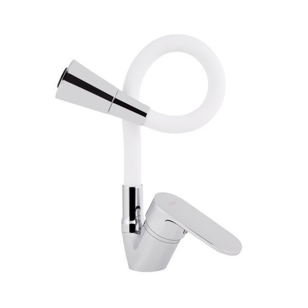 Змішувач для кухні Lidz Tani 008F3 з гнучким виливом (k40) LDTAN008F3WCR37037 Chrome/White SD00043140 фото