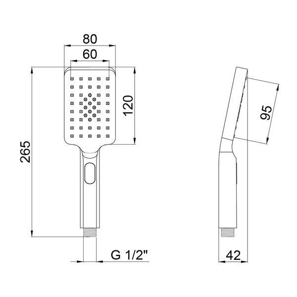 Лейка для ручного душа Qtap Rucni 120х80 мм прямоугольная QTRUCA121N3KBB Black Matt SD00041919 фото