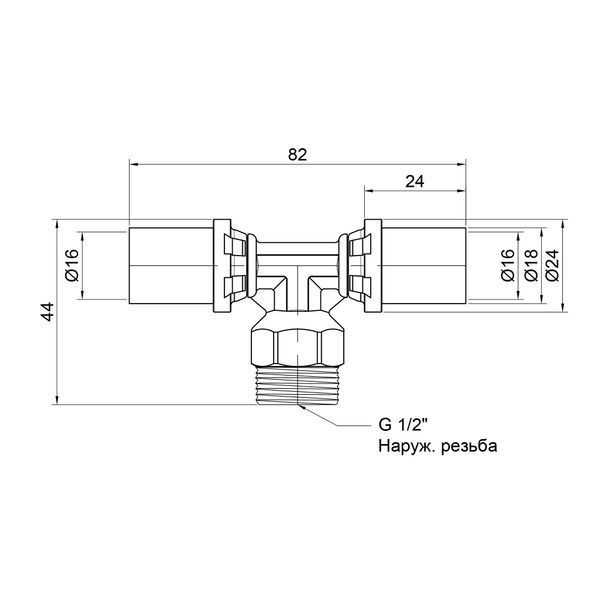 Трійник прес Icma 16х1/2"х16 ЗР №407 SD00009343 фото