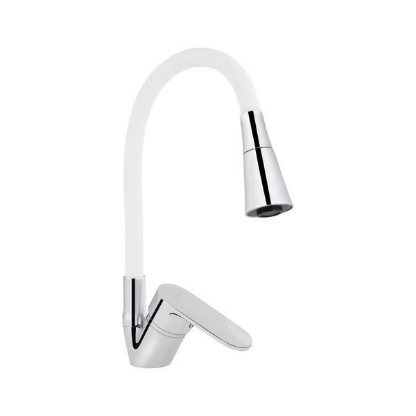 Змішувач для кухні Lidz Tani 008F3 з гнучким виливом (k40) LDTAN008F3WCR37037 Chrome/White SD00043140 фото