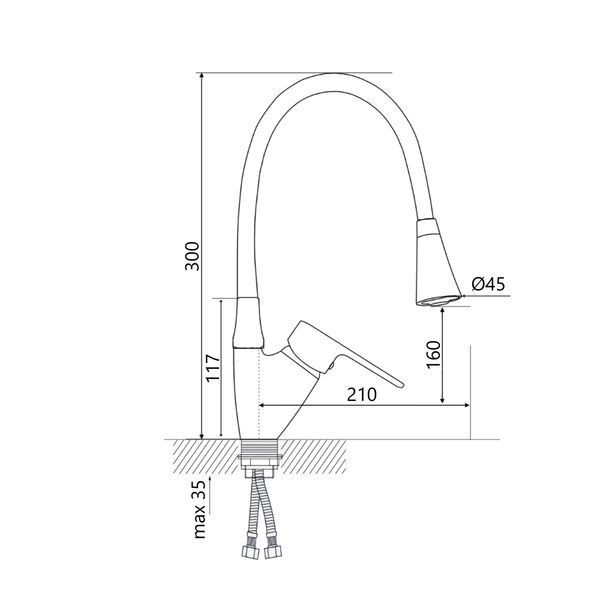 Смеситель для кухни Lidz Tani 008F3 с гибким изливом (k40) LDTAN008F3GCR39507 Chrome/Grey SD00045611 фото