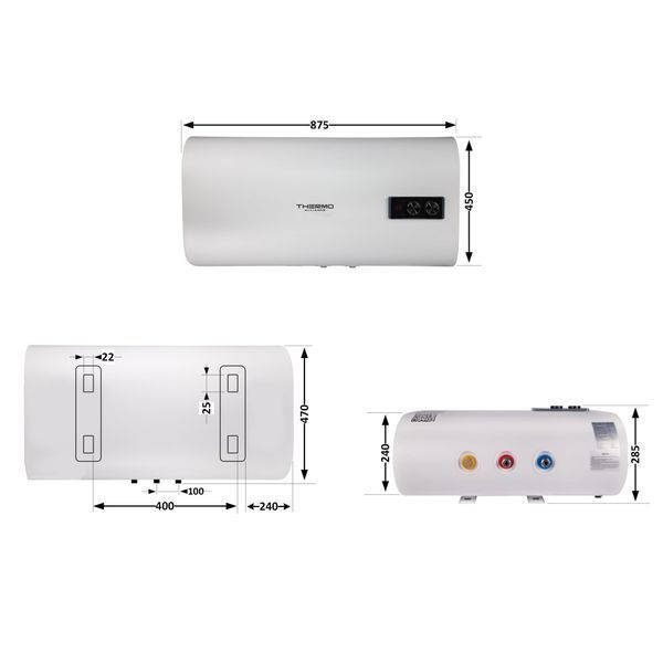 Водонагреватель электрический Thermo Alliance 50 л плоский горизонтальный, мокрый ТЭН 2 кВт (0,8+1,2) DT50H20G(PD) SD00032264 фото