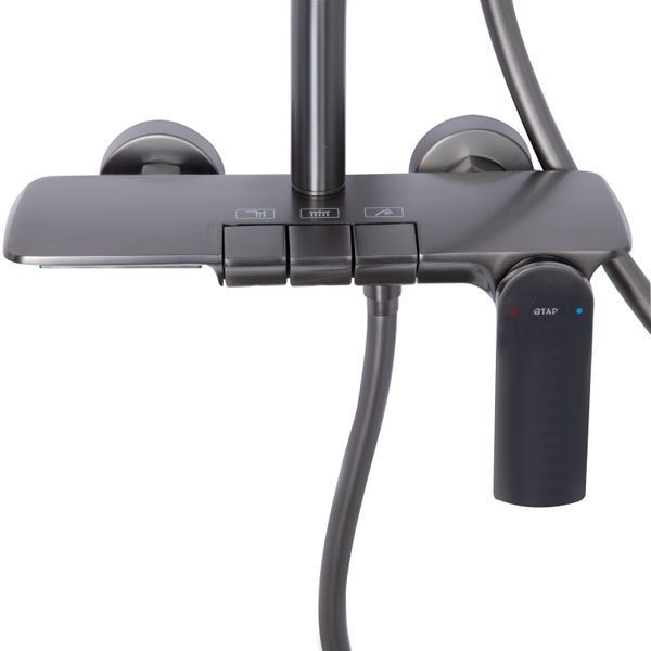 Душова система універсальна Qtap Slavonice на три споживача (з виливом) QTSLA111GMB45905 Gunmetal Black PVD SD00052029 фото