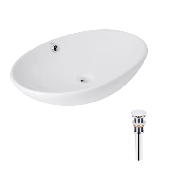 Комплект Qtap Dove: Раковина накладная овальная 635x420x150 мм White + Донный клапан PU02O SD00053433 фото