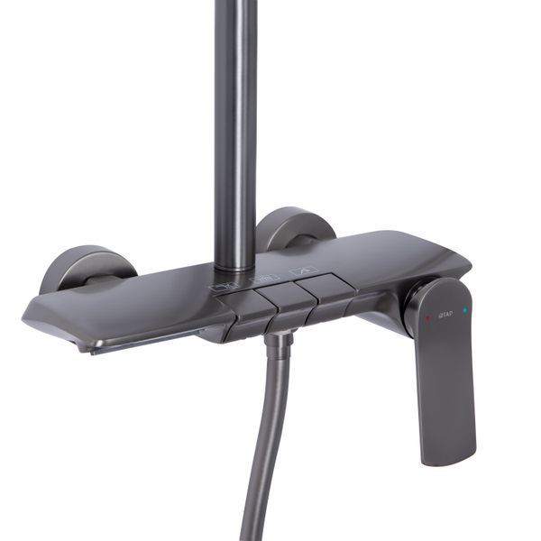 Душова система універсальна Qtap Slavonice на три споживача (з виливом) QTSLA111GMB45905 Gunmetal Black PVD SD00052029 фото