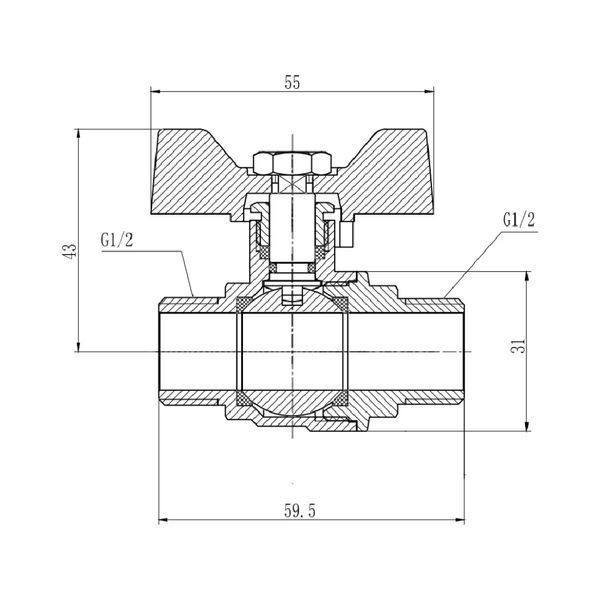 Кран кульовий Thermo Alliance Forte 1/2" ЗР для води (метелик) SF606W15 SD00010579 фото