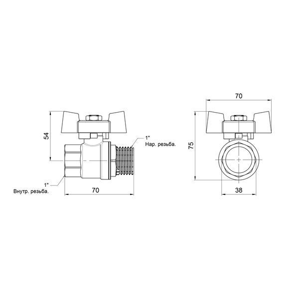 Кран кульовий Thermo Alliance Standart 1" ВЗ для газу (метелик) SD607NG25PN40 SD00031225 фото