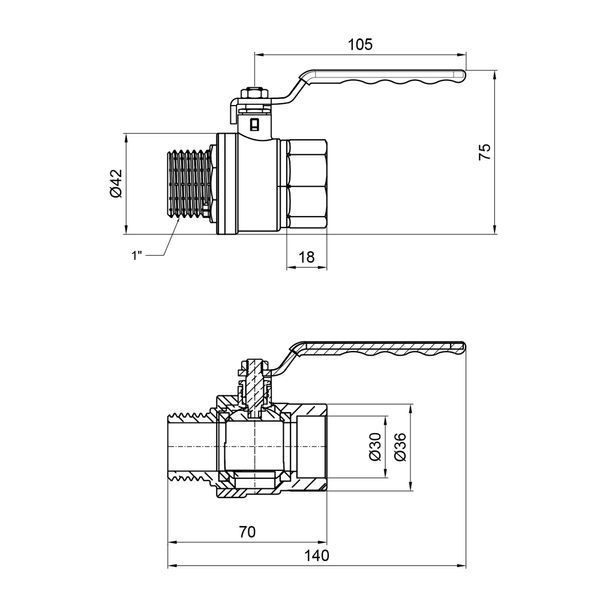 Кран кульовий Thermo Alliance Standart 1" ВЗ для газу (важіль) SD605NG25PN40 SD00021351 фото