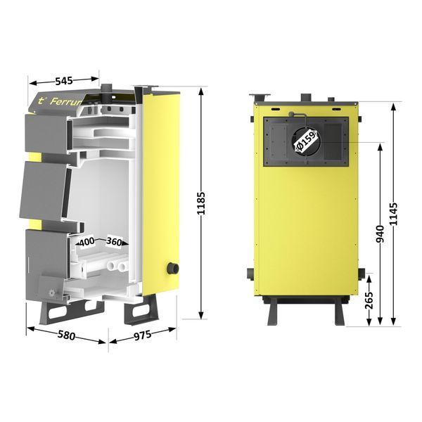 Котел твердотопливный стальной Thermo Alliance Ferrum W V 5.0 FW 14 SD00053215 фото