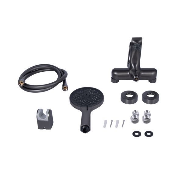 Змішувач для ванни Qtap Vlasta New (з душовим гарнітуром) QTVLA259GMB45643 Gunmetal Black PVD SD00051767 фото
