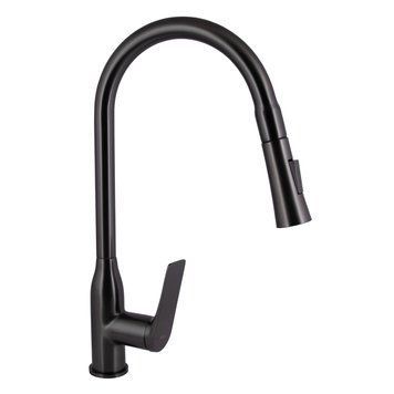 Змішувач для кухні Qtap Vlasta New з висувним виливом QTVLA344GMB45647 Gunmetal Black PVD SD00051771 фото