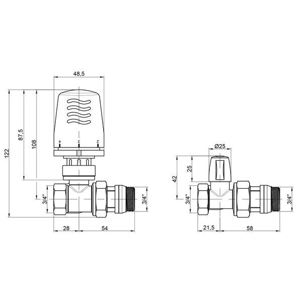 Термокомплект Icma 3/4" з антипротіканням прямий №KIT_1100+775-940+815-940 SD00023706 фото