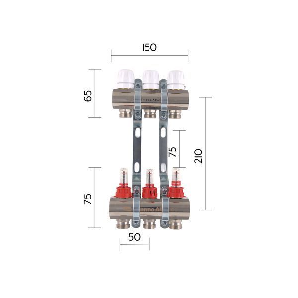 Колектор з витратомірами Thermo Alliance Standart 1" 3 виходи SD235W3 SD00021381 фото