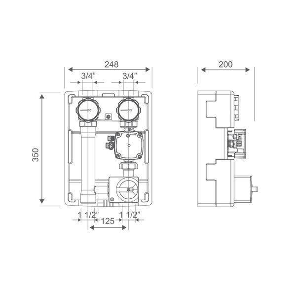 Насосна група Icma 1" 1/2 підключення справа, без насоса №R001 SD00020453 фото