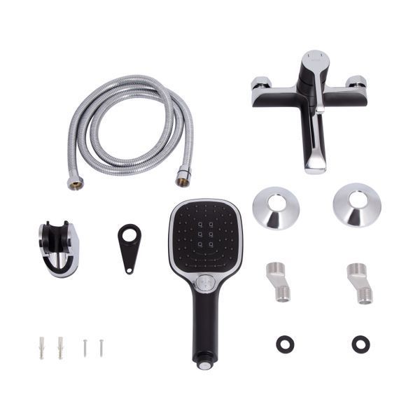 Змішувач для ванни Qtap Grand (з душовим гарнітуром) QTGRABCR006 Chrome/Black SD00039606 фото
