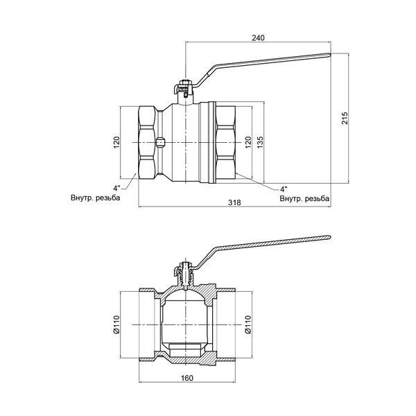 Кран кульовий Thermo Alliance Base 4" ВР для води (важіль) SD600W100 SD00002839 фото