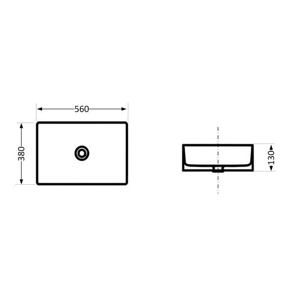 Раковина накладная Qtap Virgo N прямоугольная без донного клапана WHITE QT18116308W SD00052613 фото