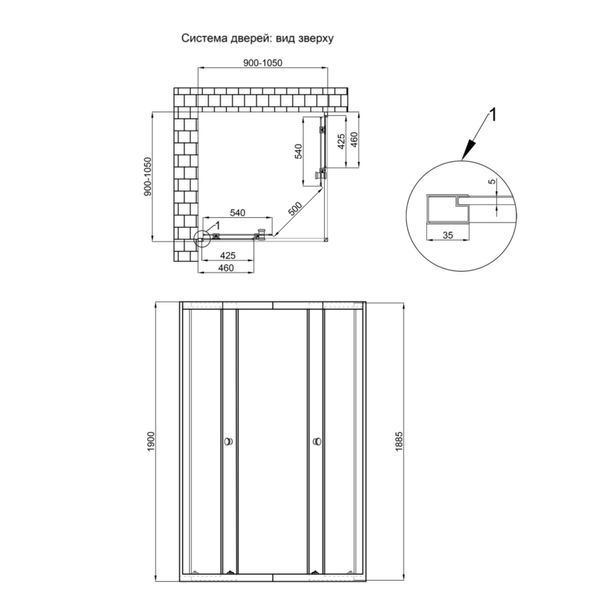 Душова кабіна Qtap Pisces BLA109-11SC5 90-105x90-105 см, скло Clear 5 мм без піддона SD00045273 фото