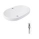 Комплект Qtap Leo: Раковина врізна 610x405x185 мм, White, овальна + Донний клапан Pop-up PU02O SD00054596 фото 1