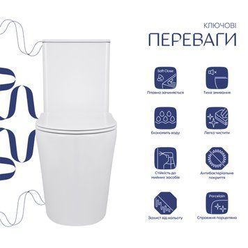 Унітаз-компакт Qtap Scorpio безободковий Ultra Quiet з сидінням Soft-close QT14226088AW SD00050897 фото