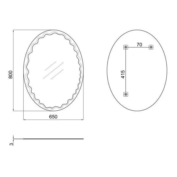 Зеркало Lidz Latwa 140.07.11 (1) 650х800 настенное овальное с декором LD78LA6580 SD00052525 фото