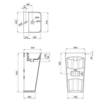 Раковина для підлоги моноблок Qtap Tern 440х380х830mm White QT1711G302WN SD00053088 фото