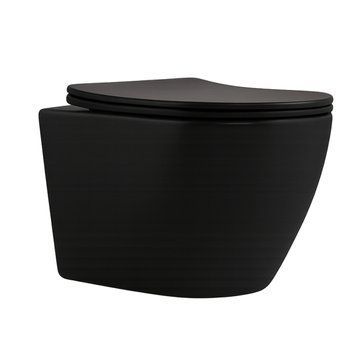 Унітаз підвісний Qtap Robin New Ultra Quiet безобідковий з сидінням Soft-close MATT BLACK QT13332381АSMB SD00052574 фото